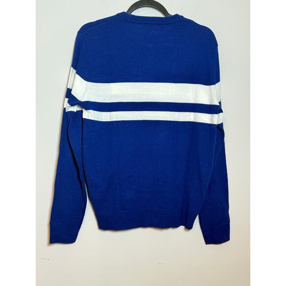 Primark Men's Crewneck Blue Sweater White Stripe Pullover Size Small - Picture 1 of 7
